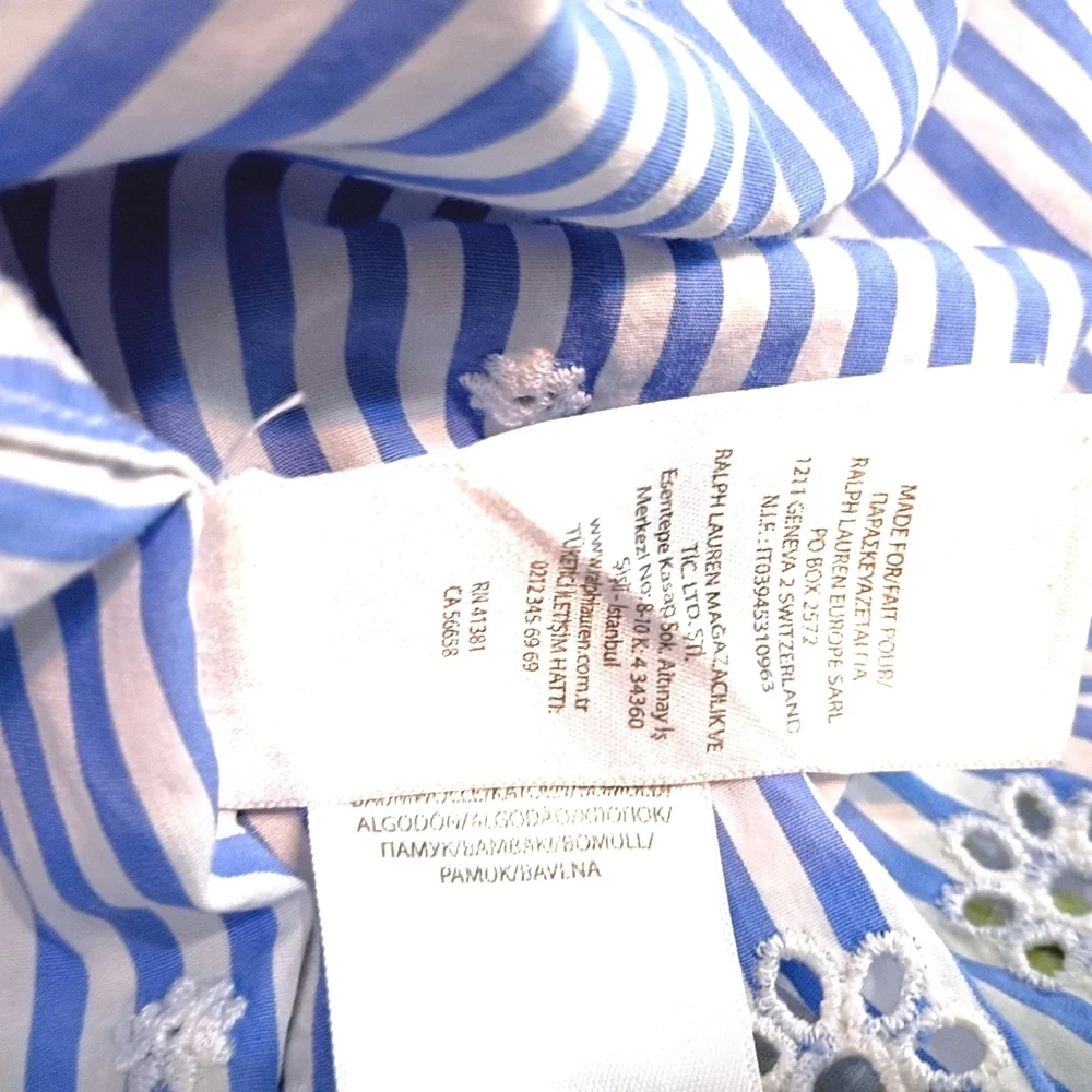 Polo Ralph Lauren -Girls Blue and White Striped Shirt Dress - 16